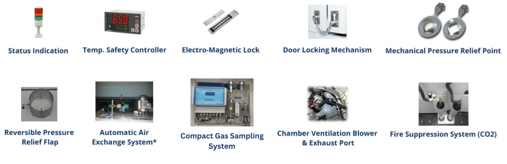 Battery test chamber features