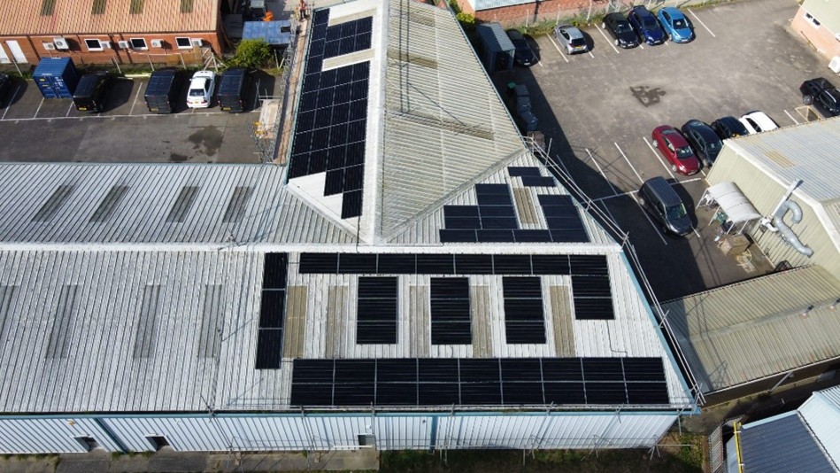 Newly fitted solar panels on the JBEE factory roof