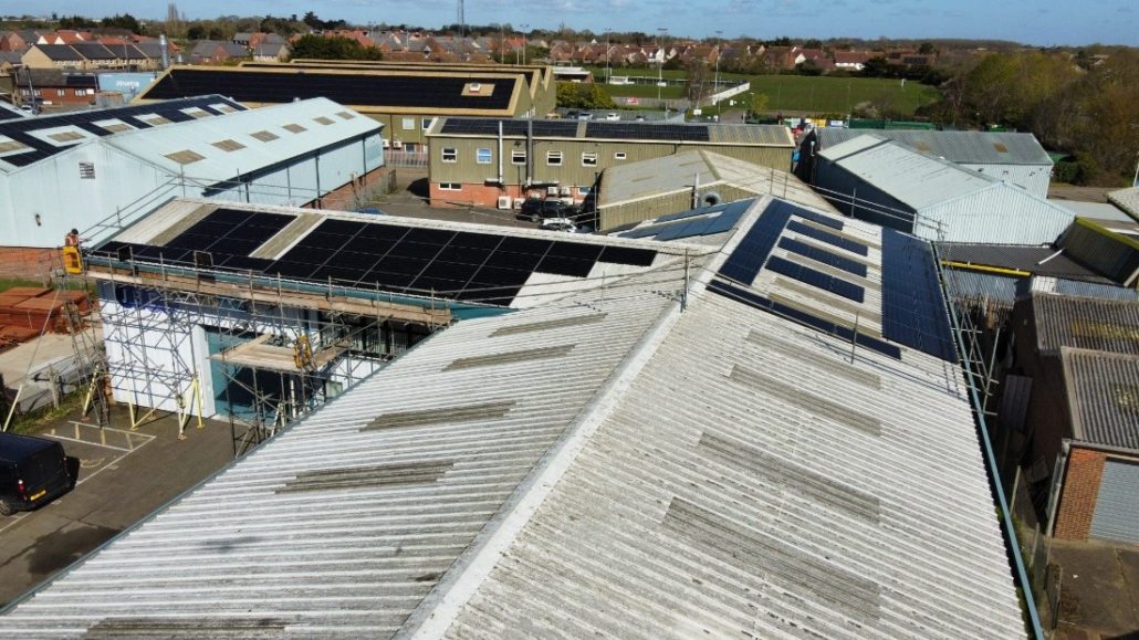 Newly fitted solar panels on the JBEE factory roof