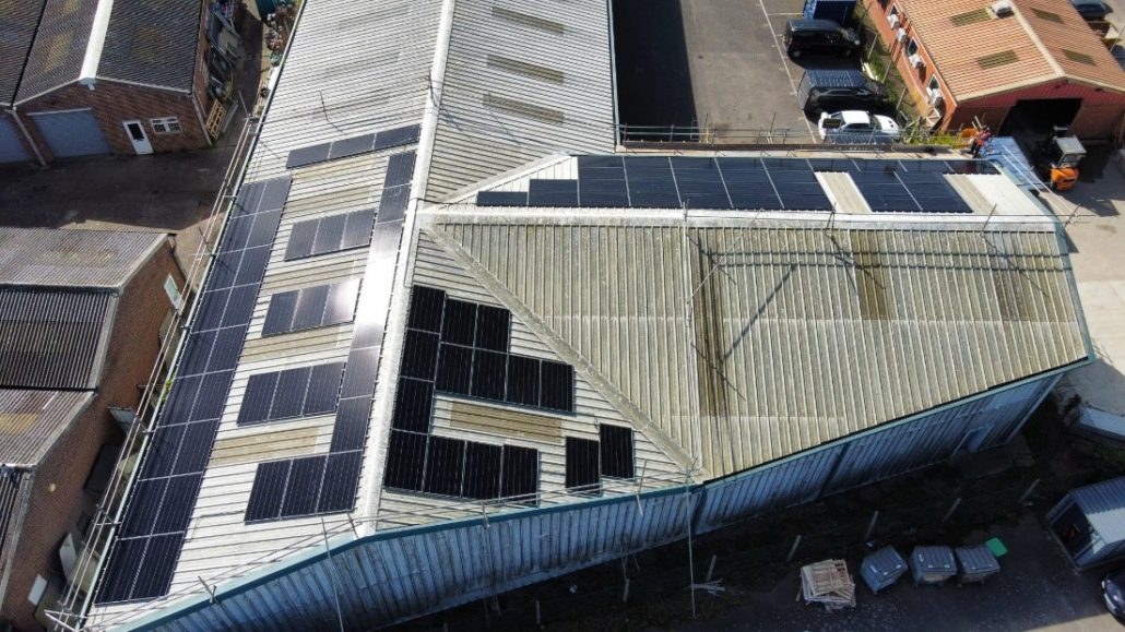Newly fitted solar panels on the JBEE factory roof
